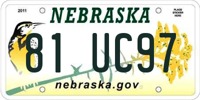 NE license plate 81UC97