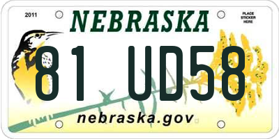 NE license plate 81UD58
