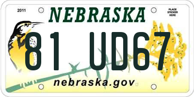 NE license plate 81UD67