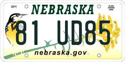 NE license plate 81UD85