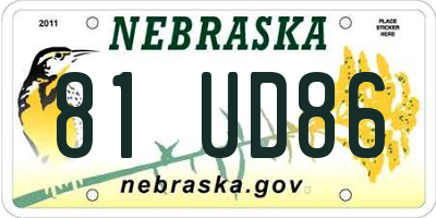 NE license plate 81UD86