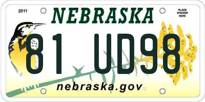 NE license plate 81UD98