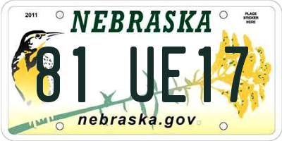 NE license plate 81UE17