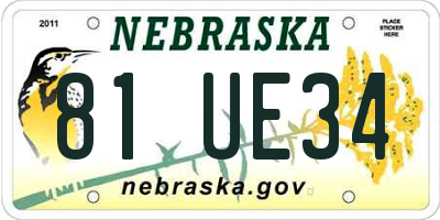 NE license plate 81UE34