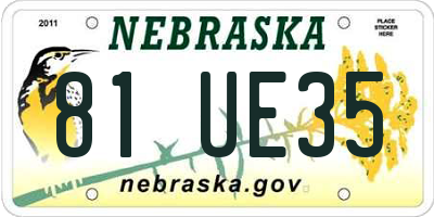 NE license plate 81UE35