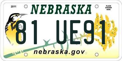 NE license plate 81UE91