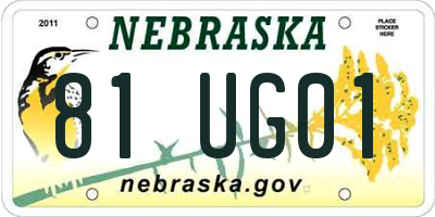 NE license plate 81UG01
