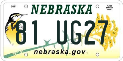 NE license plate 81UG27