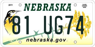 NE license plate 81UG74