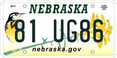 NE license plate 81UG86