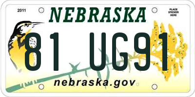 NE license plate 81UG91