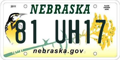 NE license plate 81UH17