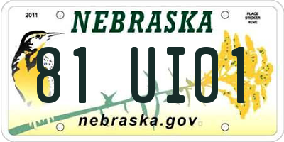 NE license plate 81UI01