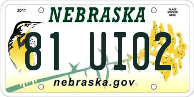 NE license plate 81UI02