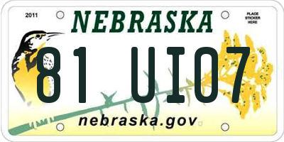 NE license plate 81UI07