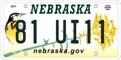 NE license plate 81UI11