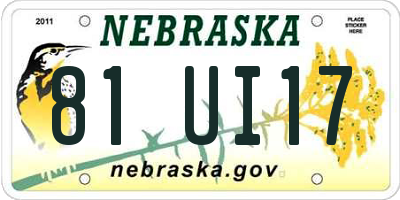 NE license plate 81UI17