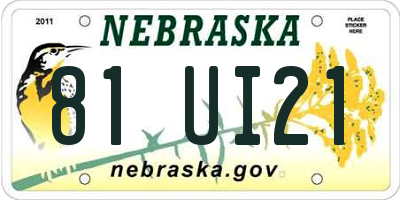 NE license plate 81UI21