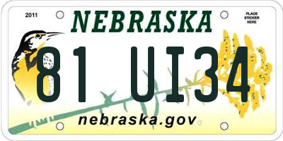 NE license plate 81UI34