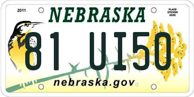 NE license plate 81UI50