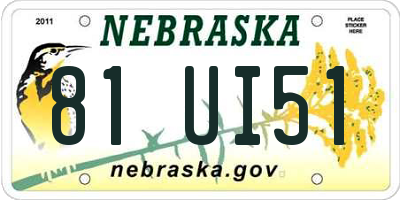 NE license plate 81UI51