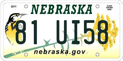 NE license plate 81UI58