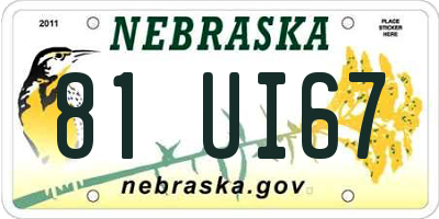 NE license plate 81UI67