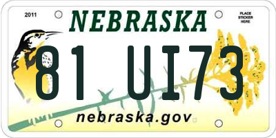 NE license plate 81UI73