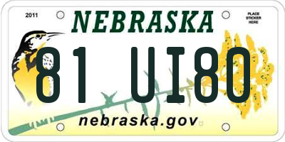 NE license plate 81UI80