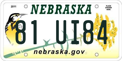 NE license plate 81UI84