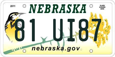 NE license plate 81UI87