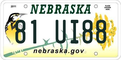 NE license plate 81UI88