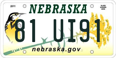 NE license plate 81UI91