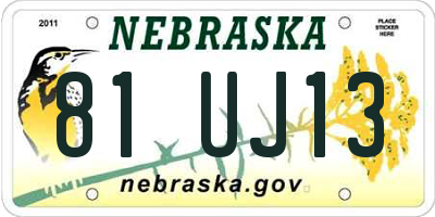 NE license plate 81UJ13