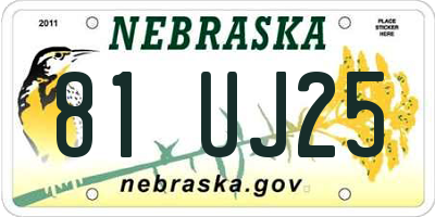 NE license plate 81UJ25