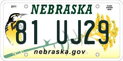 NE license plate 81UJ29