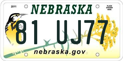 NE license plate 81UJ77