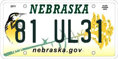 NE license plate 81UL31