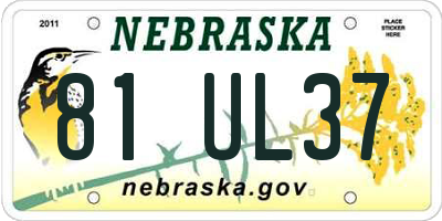 NE license plate 81UL37
