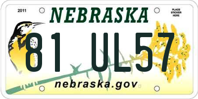 NE license plate 81UL57
