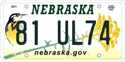 NE license plate 81UL74