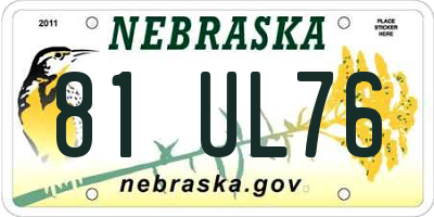 NE license plate 81UL76