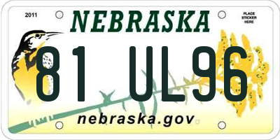 NE license plate 81UL96