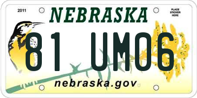 NE license plate 81UM06