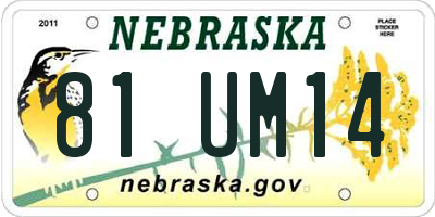 NE license plate 81UM14
