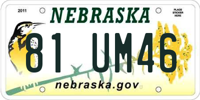 NE license plate 81UM46