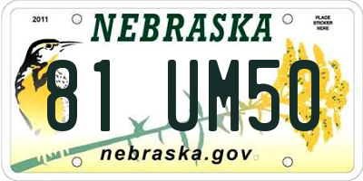 NE license plate 81UM50