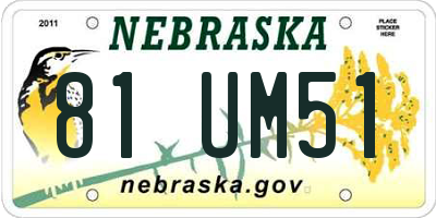 NE license plate 81UM51
