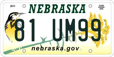 NE license plate 81UM99