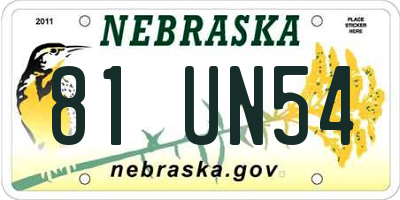 NE license plate 81UN54